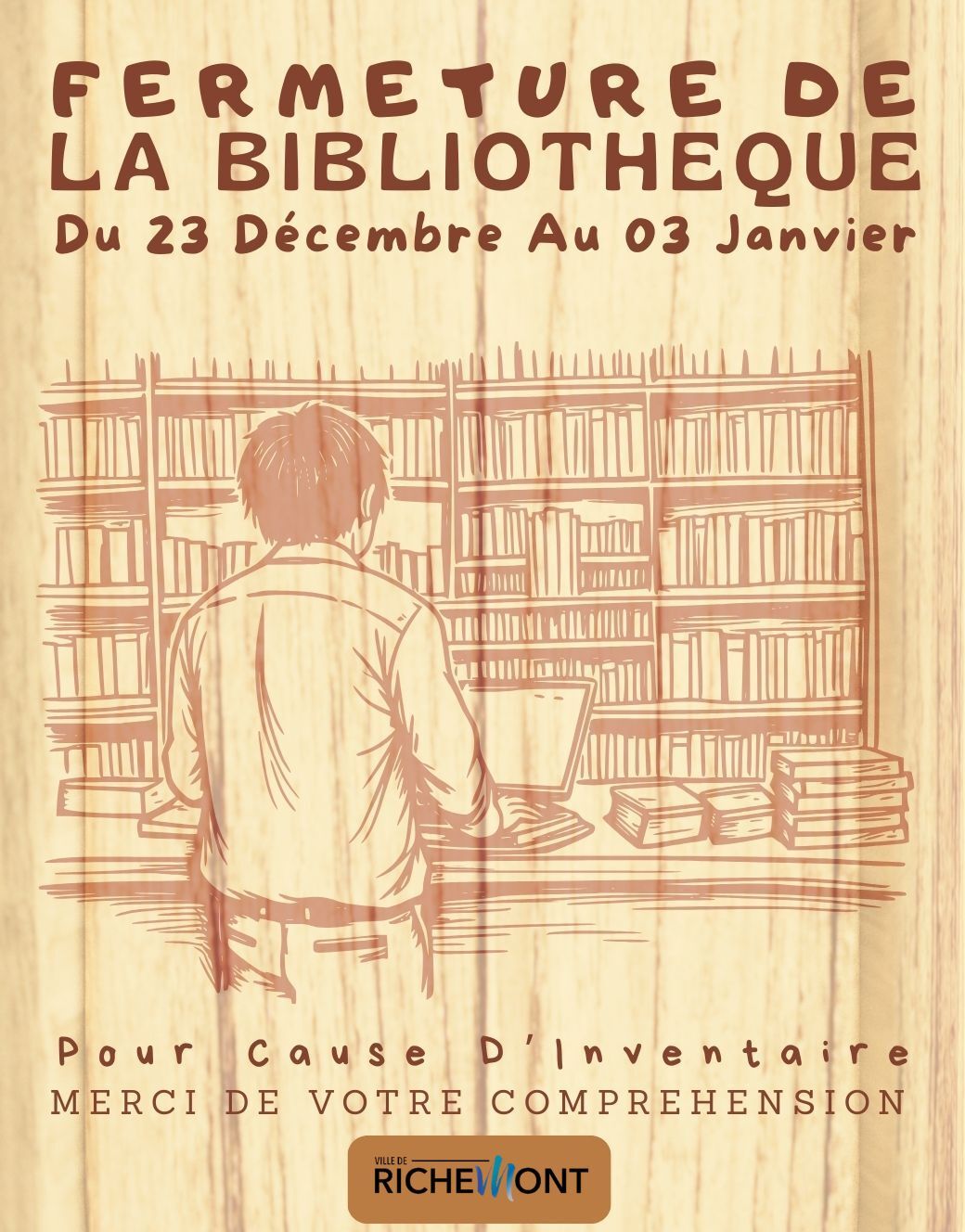 FERMETURE BIBLIOTHEQUE 2025