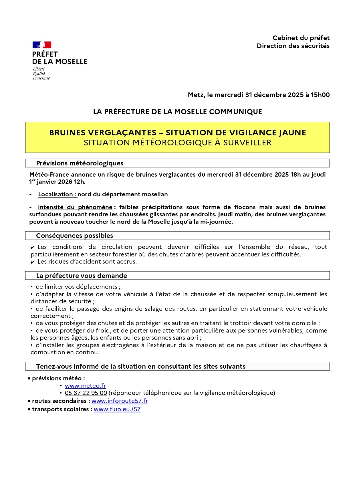 vigilance jaune 31 12