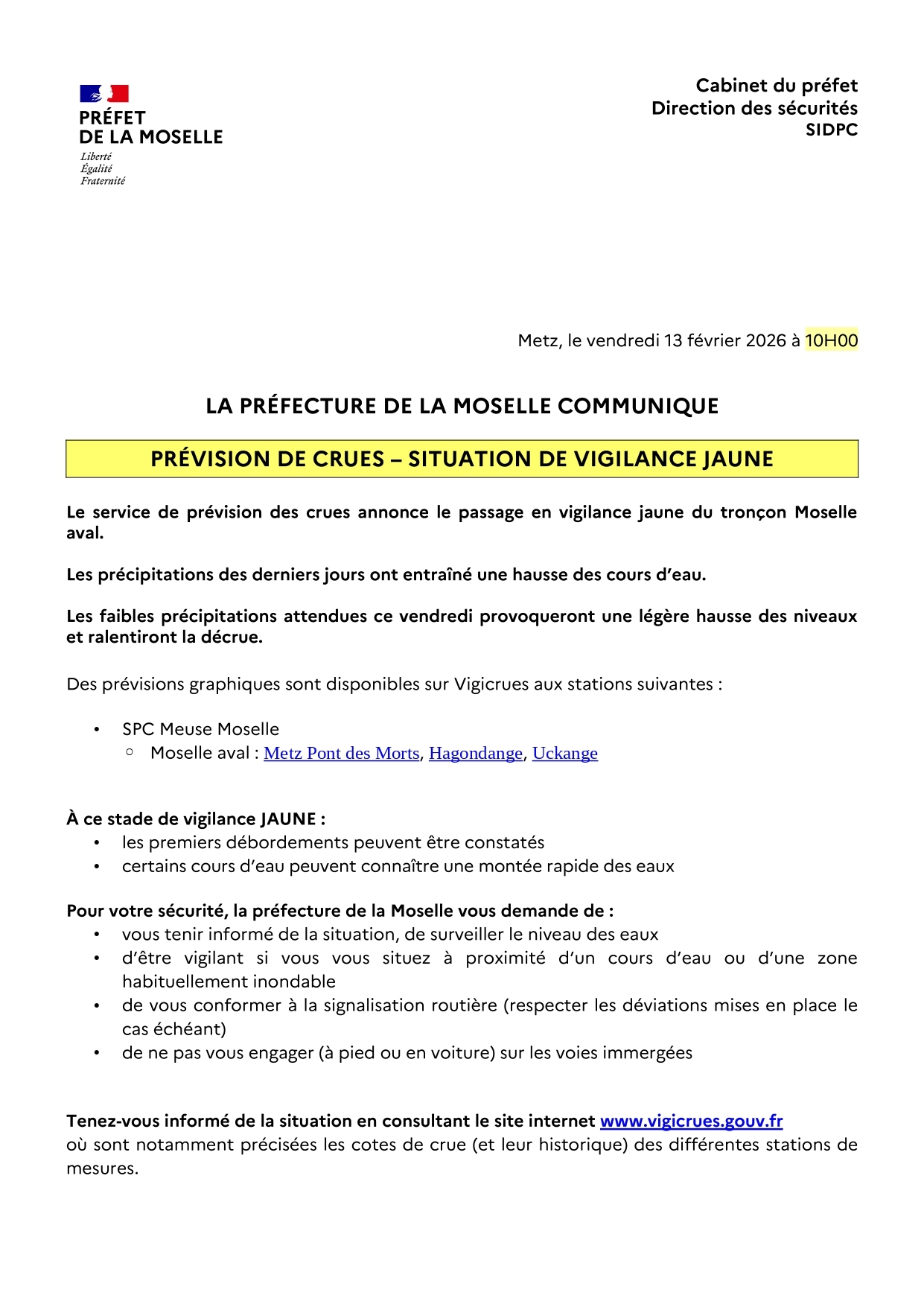 VIGILANCE JAUNE 13 02 26