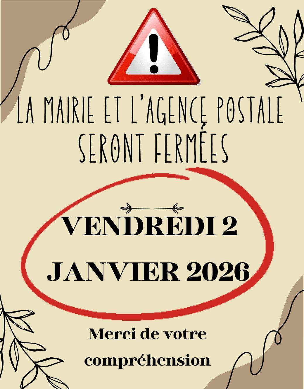 FERMETURE EXCEPTIONNELLE